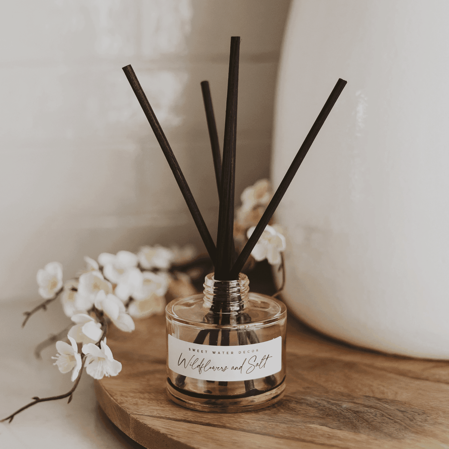 Wildflowers and Salt Tinted Glass Jar Reed Diffuser - SwagglyLife Home & Fashion